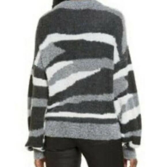 Leith Soft Fuzzy Button Cardigan Sweater Sz XL/Extra Large in Black Zebra NWT - Picture 4 of 7